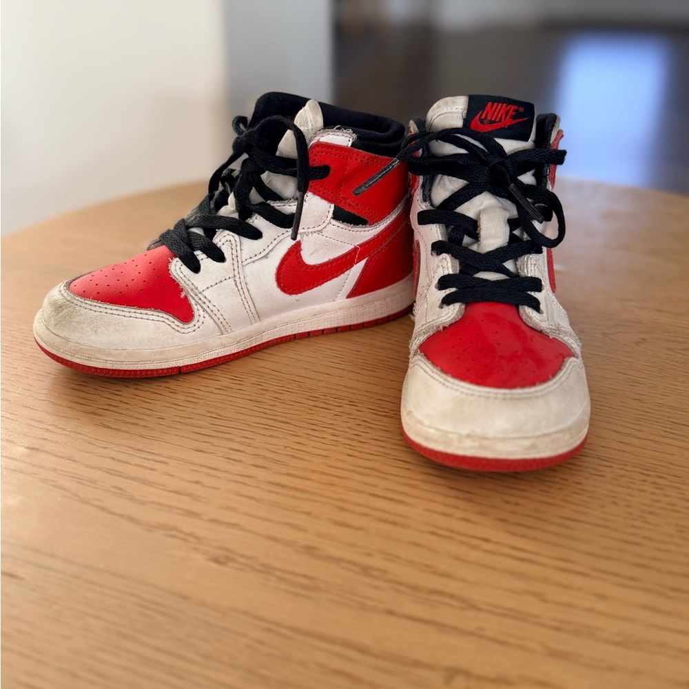 Nike Kids Black, Red, and White High-Top Sneakers